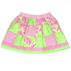 Vtg 90s Lilly Pulitzer Pink & Green Gingham Patchwork Cotton Skirt Girls sz 5 - Picture 1 of 6