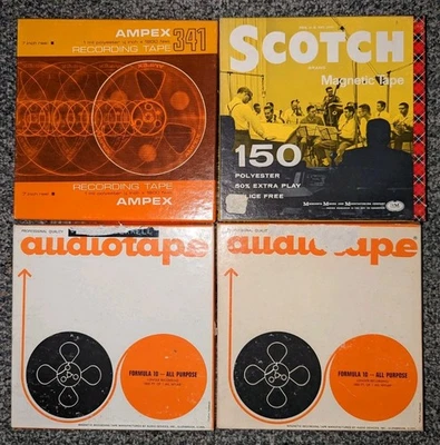 Carrete a carrete usado en blanco lote de 4 cintas de audio escocesas Ampex Foto 1 de 4