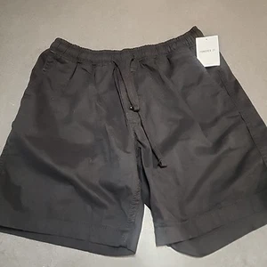 Forever 21 Drawstring Shorts Mens Size Med 4 Pockets Black Mid-rise Casual Dad - Picture 1 of 5