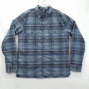 Mountain Hardwear Shirt Mens Medium Blue Plaid Long Sleeve Button Up Performance - Picture 1 of 13