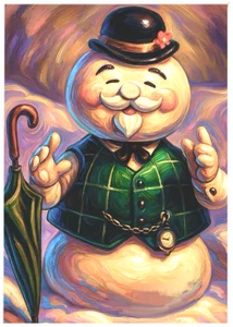 SAM SNOWMAN * Rudolph el reno nariz roja * ACEO personalizado * Tarjeta de arte * ATC - Imagen 1 de 2