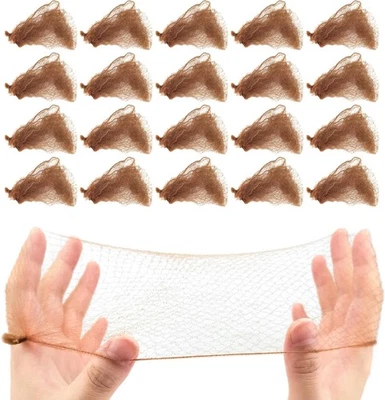 Quacc 20 PCS Bun Hair Nets Women Stretchy Elastic Edge Mesh Invisible Brown  - Image 1 of 4