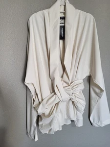 Incerun Herren V-Ausschnitt Faux Wickelhemden Creme Neu mit Etikett 2XL - Bild 1 von 7