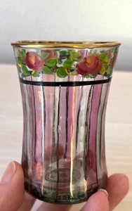 McKenzie Childs Hand Painted Glass tumbler Tea glass with label 3 1/2" - Bild 1 von 8