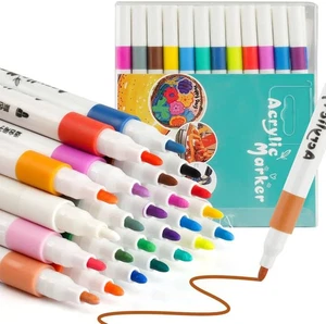 24 Farben Acrylstifte Zum Bemalen Von Steinen Und Glasmalstiften, Wasserfeste Pa - Bild 1 von 12