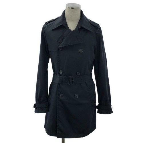 PRADA Trench Cappotto Doppiopetto Nylon 46 Navy Uomo Usato0