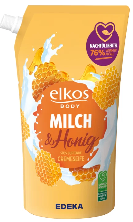 Elkos Flüssigseife mit Milch und Honig - 1 Liter, hergestellt in Deutschland, 6  - Bild 1 von 1