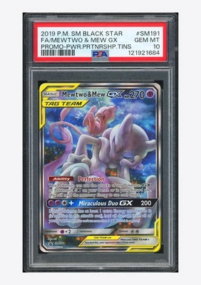 Pokemon PSA 10 Mewtwo & Mew GX Full Art Promo 2019 SM191 English - Image 1 of 2