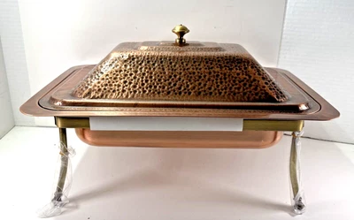  Southern Living Home Cobre Martillado Calentamiento de Agua Caliente Sartén Soporte de Latón Foto 1 de 4