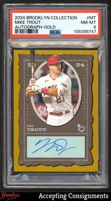 2024 Topps Brooklyn Collection Autographs Gold Mike Trout ON CARD AUTO /25 PSA 8 - Image 1 of 2