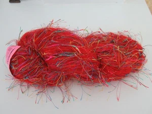Ironstone Yarn Showstopper #7 Made with 3 Yarns Paris Nights Eyelash angora RED - Picture 1 of 4