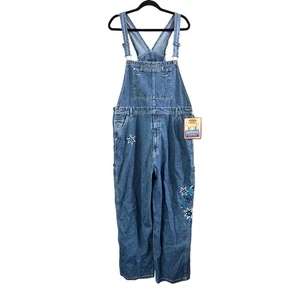 Route 66 Ladies Blue Denim Embroidered Overalls Bib Size 17/18 New Vintage Y2K - Picture 1 of 9