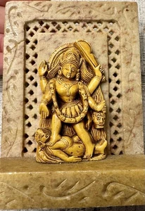 "Estatua de 4"" Kalika Kali Mata Diosa India de pie sobre resina Shiva y piedra jabonera" - Imagen 1 de 7