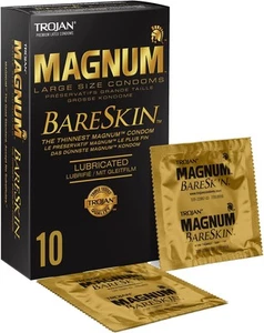 Magnum BareSkin Large Size Condoms by Trojan, Thin and Lubricated Condoms, with - Picture 1 of 7