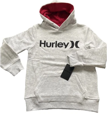 Толстовка с капюшоном для мальчиков Hurley S серая, с логотипом красного капюшона флисовый пуловер толстовка (8-10 лет) - Изображение 1 из 4