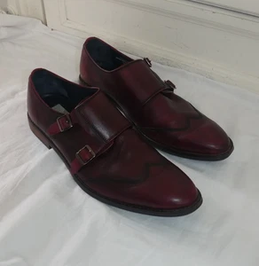 Mens HUSH PUPPIES Dark Red Leather Monk Strap Shoes UK 11 - Picture 1 of 7