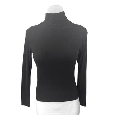 Suéter Top Brandy Melville Para Mujer Negro Manga Larga Acanalado Tejido Cuello Alto OS Foto 1 de 3