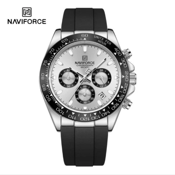Men's Quartz Watch Waterproof Sport Chronograph Silicone Strap Luxury Naviforce - Image 1 of 4