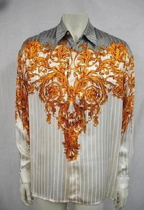 CAMISA DE SEDA PARA HOMBRE NUEVA CON ETIQUETAS ESTILO ROMEO 6993 WESTERN MULTICOLOR TALLA GRANDE - Imagen 1 de 2