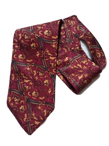 Corbata Smithsonian Institution Para Hombres Seda Pura Roja Fuax Estilo Filigrana Estampado - Imagen 1 de 7