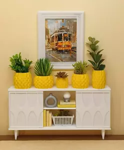 5 gelbe "ANANAS" PFLANZER SET Dekor DIORAMA Zubehör 1/6 fĂŒr BARBIE - Bild 1 von 3