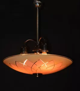 Vintage mid-century art deco reverse painted ergonomic ceiling light plafonier - Picture 1 of 16
