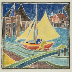 The White Sail, 1919, printed 1926 by Blanche Lazzell Art Print Sailboat 11x14 - Picture 1 of 2