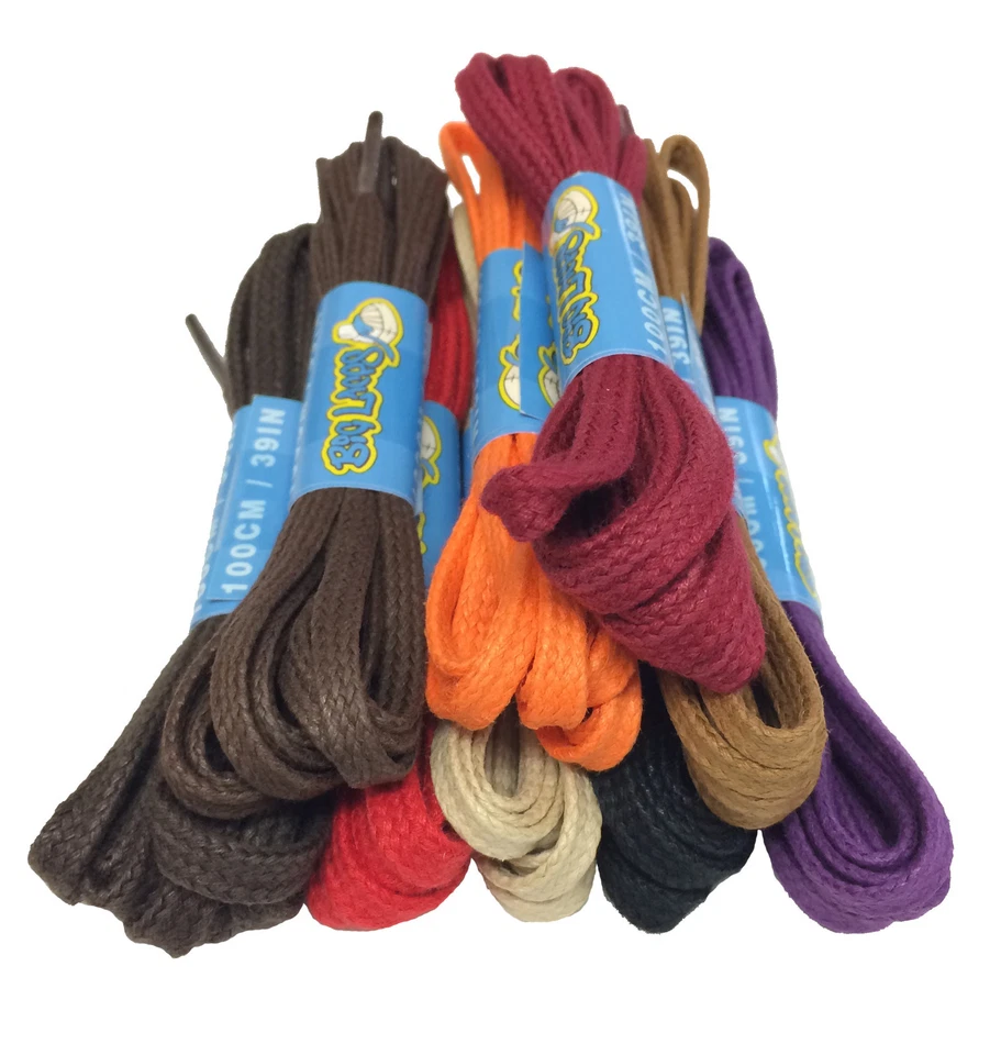 WAXED FLAT COTTON SHOE LACES SHOELACES - 4mm wide - 16 COLOURS - FREE UK P&P! - Image 1 of 1