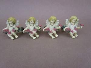 New! Set of 4 Resin Napkin Holder Rings Featuring Detailed Cherub Angel Figures - Bild 1 von 8