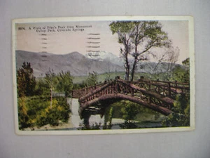 VINTAGE POSTCARD MONUMENT VALLEY PARK & PIKES PEAK COLORADO SPRINGS CO 1922 - Picture 1 of 2
