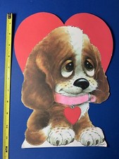 Vintage 80s Norcross 12” Valentine Card Die Cut Giordano Art Sad Sam Hound Dog