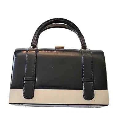 Антикварная черная кожаная сумка Tano of Madrid 40-х 50-х годов в стиле доктора с серебром - Изображение 1 из 4