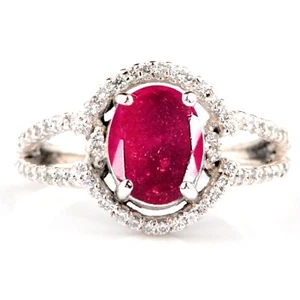 1.60Ct Natural Burmese Red Ruby IGI Certified Diamond Ring In 14KT White Gold - Picture 1 of 1