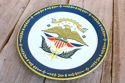 Estate Large Metal Serving Tray 19" Round Vintage Americana Patriotic Platter OS - Image 1 of 4