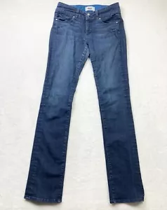 Paige Jeans Womens 28 Dark Blue Hidden Hills Straight Low Rise Double Button - Picture 1 of 12