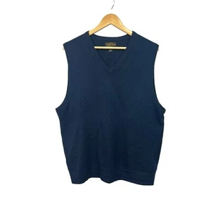 J. CREW Mens 100% Cashmere Navy Blue Sweater Vest Size L Prep Ivy League - Picture 1 of 5