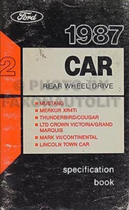 1987 Mercury Servizio Specifiche Manuale Cougar Grand Marquis Merkur XR4Ti 87 - Foto 1 di 1