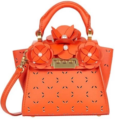 $450. Bandolera ZAC Zac Posen Eartha Mini asa superior roja floral cuero dorado Foto 1 de 3