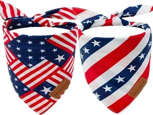 2 PACK 4 de Julio Bandana para Perros, Tela Doble Capa XLARGE/GRANDE/PEQUEÑA - Imagen 1 de 8