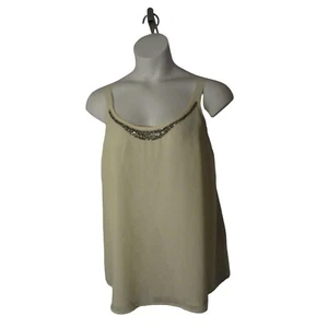 Lane Bryant 22 22W Cream Flowy Tank Shirt Top Sparkle Beaded Neckline - Picture 1 of 3