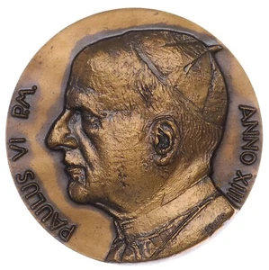 Medalla Papal Oficial Vaticano, Pablo VI, año XIII - Iustitia Pax Et Gaudium - Imagen 1 de 2