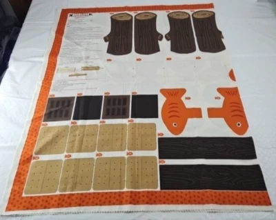 Great Outdoors Cut Sew Panel Cotton 36"x60" Campfire Smores Rock Log Rocks Read - Image 1 of 4