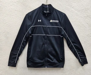 Under Armour Boys Jacket Medium Black Striped Poly Blend Full Zip Fleece Active - Picture 1 of 17
