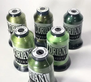 New SIX Shades Of Green Floriani Polyester Embroidery Thread Lot - Picture 1 of 12