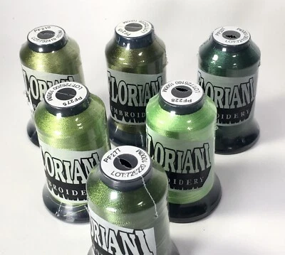 New SIX  Shades Of Green   Floriani Polyester Embroidery Thread Lot - Image 1 of 4