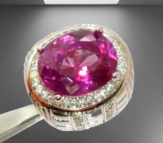 Anel masculino S de pedra preciosa corte oval mudança de cor alexandrita natural tamanho 11 - Imagem 1 de 4