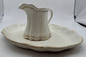 Antique Homer Laughlin China Hudson Gold Pattern Oval Platter w/ Scalloped Edge - Picture 1 of 11