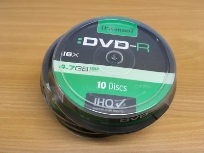 Intenso DVD-R, 4.7GB/120 Minutes, 16x Speed, 10 Pack  Single Layer Cake Box - Image 1 of 2