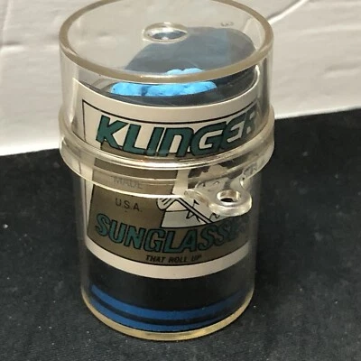 Rare 80s Klingers Sunglasses Roll Up Wrap Around - NEON BLUE - See Pics/Desc NOS - Image 1 of 4