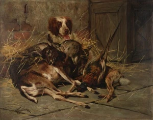 Arthur Wardle Spaniel With Game Canvas Print 16 x 20 - Picture 1 of 4